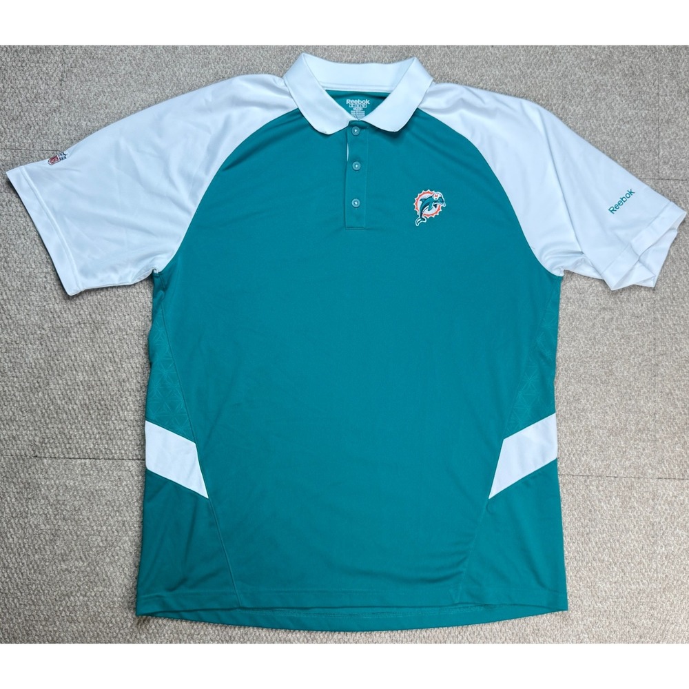 Reebok NFL Miami Dolphins Short Sleeve Embroidered Golf Polo Shirt Size XL